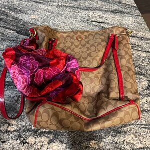 Vintage Coach Bag with Scarf